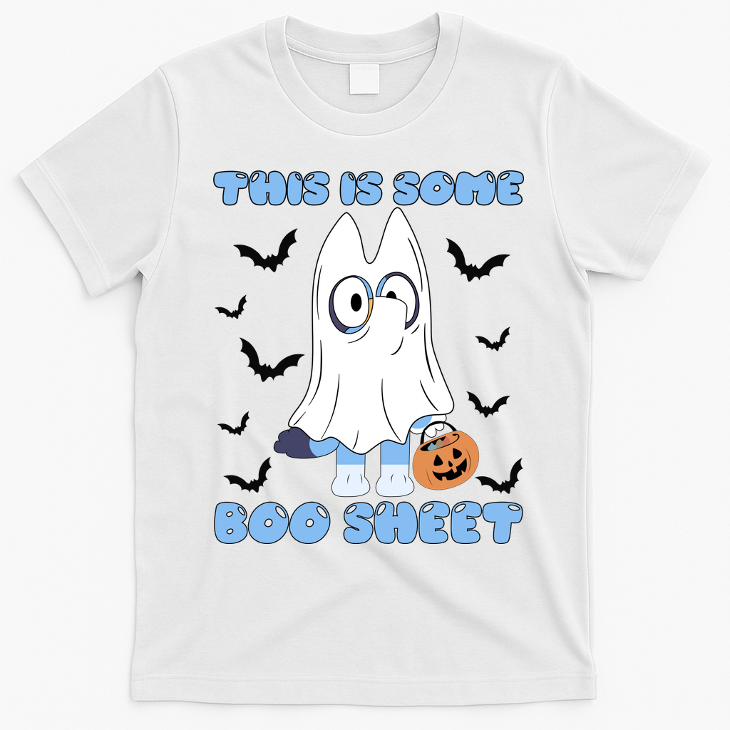 This Is Some Boo Sheet Funny Cute Dog Ghoul Halloween T-Shirt - White