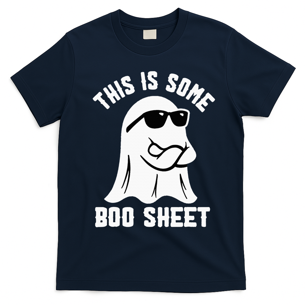 This Is Some Boo Sheet Ghost Retro Halloween Costume T-Shirt - Navy Blue