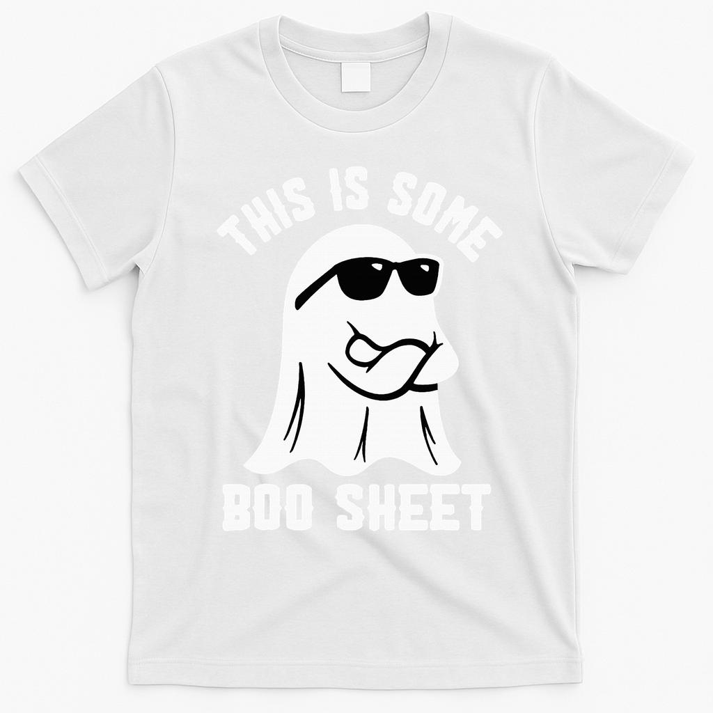 This Is Some Boo Sheet Ghost Retro Halloween Costume T-Shirt - White