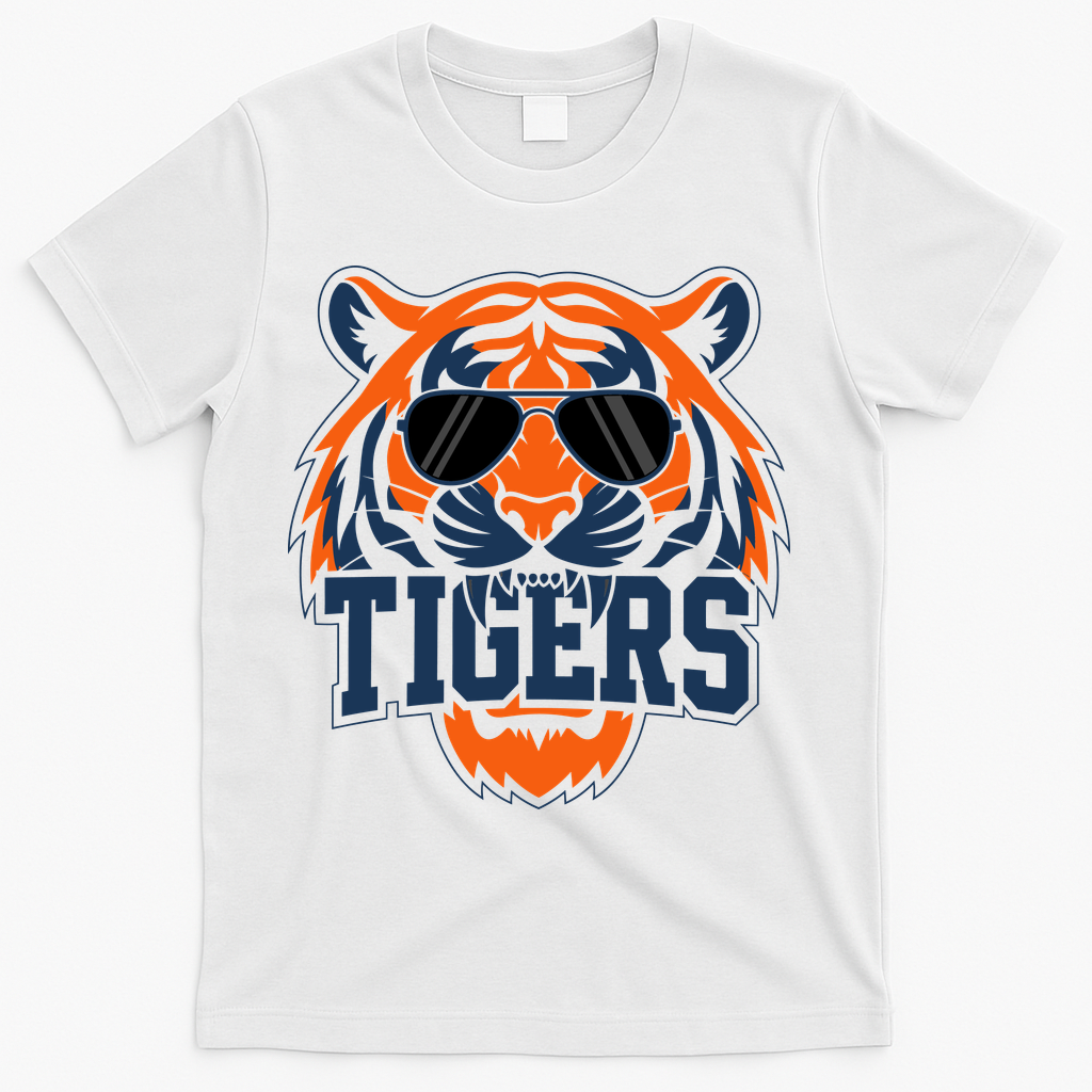 Tigers Inspirational Sports Fan Athletic Name T-Shirt - White