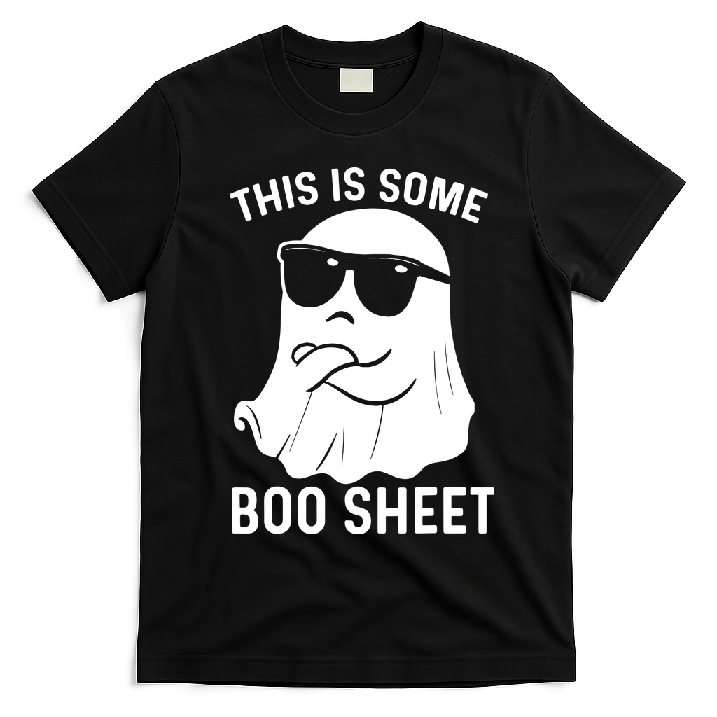This Is Some Boo Sheet Ghost Halloween Costume T-Shirt - Black