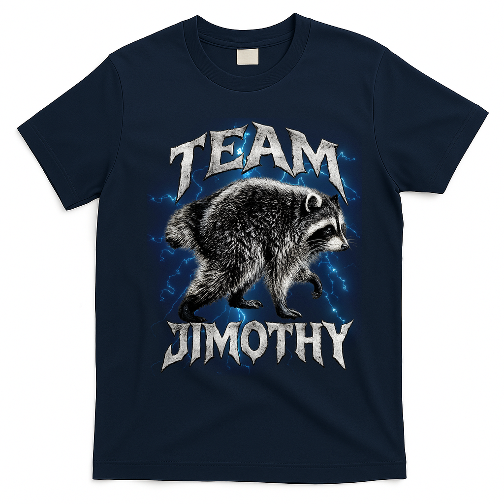Team JIMOTHY Funny Raccoon Meme T-Shirt - Navy Blue