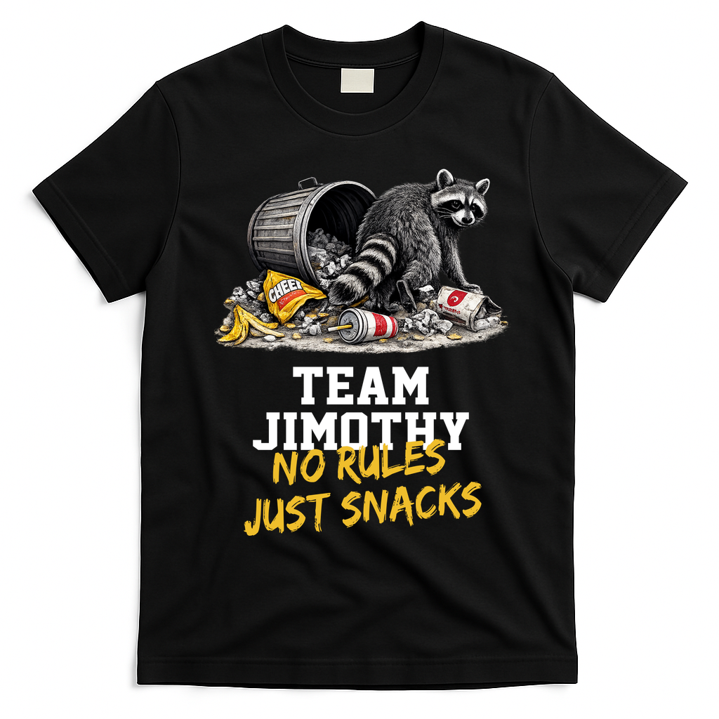 Team Jimothy Raccoon No Rules Just Snacks T-Shirt - Black