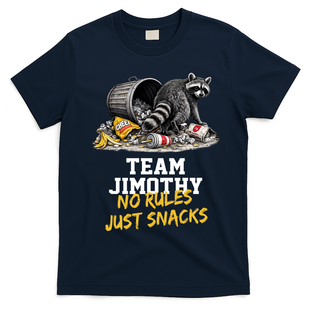 Team Jimothy Raccoon No Rules Just Snacks T-Shirt - Navy Blue