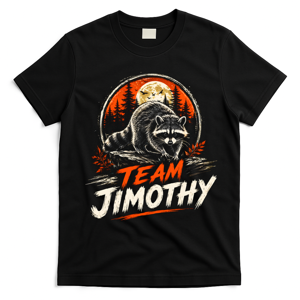 Team Jimothy Viral Raccoon Funny T-Shirt - Black
