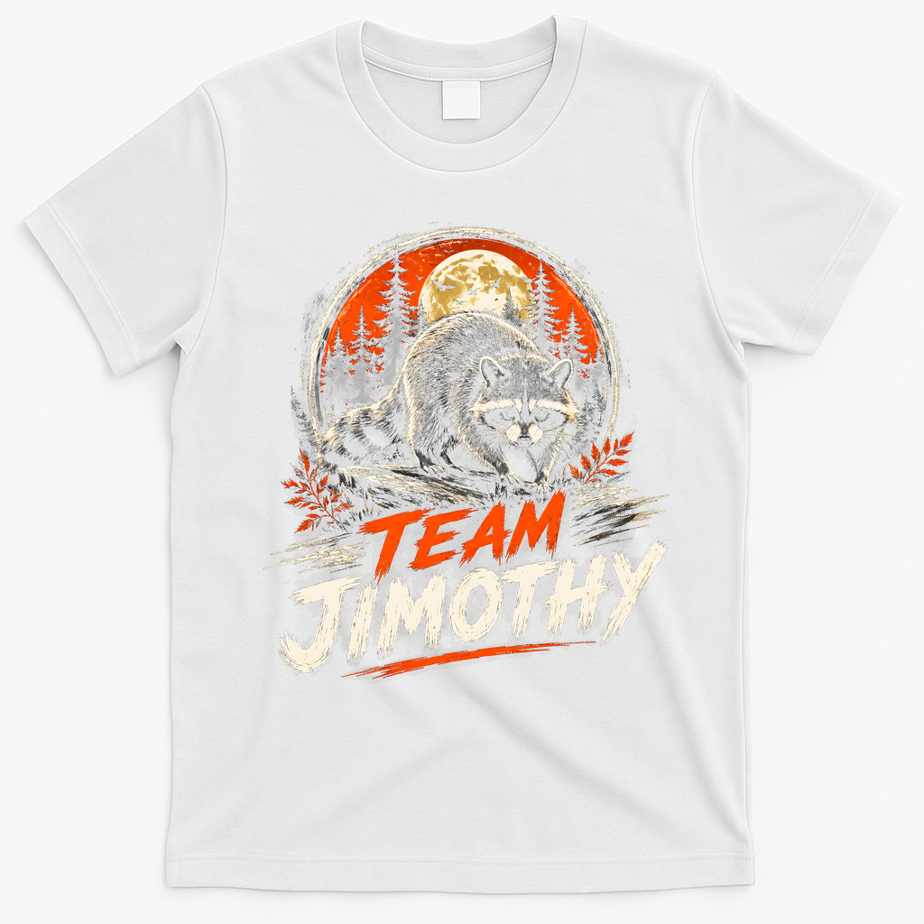 Team Jimothy Viral Raccoon Funny T-Shirt - White