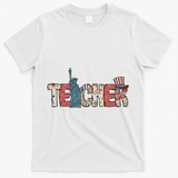Teacher Life American Flag 4th Of July Usa Teacher Patriotic T-Shirt - White