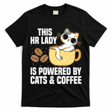 This Lady Is Powered By Cats & Coffee Expressive Design T-Shirt