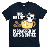 This Lady Is Powered By Cats & Coffee Expressive Design T-Shirt