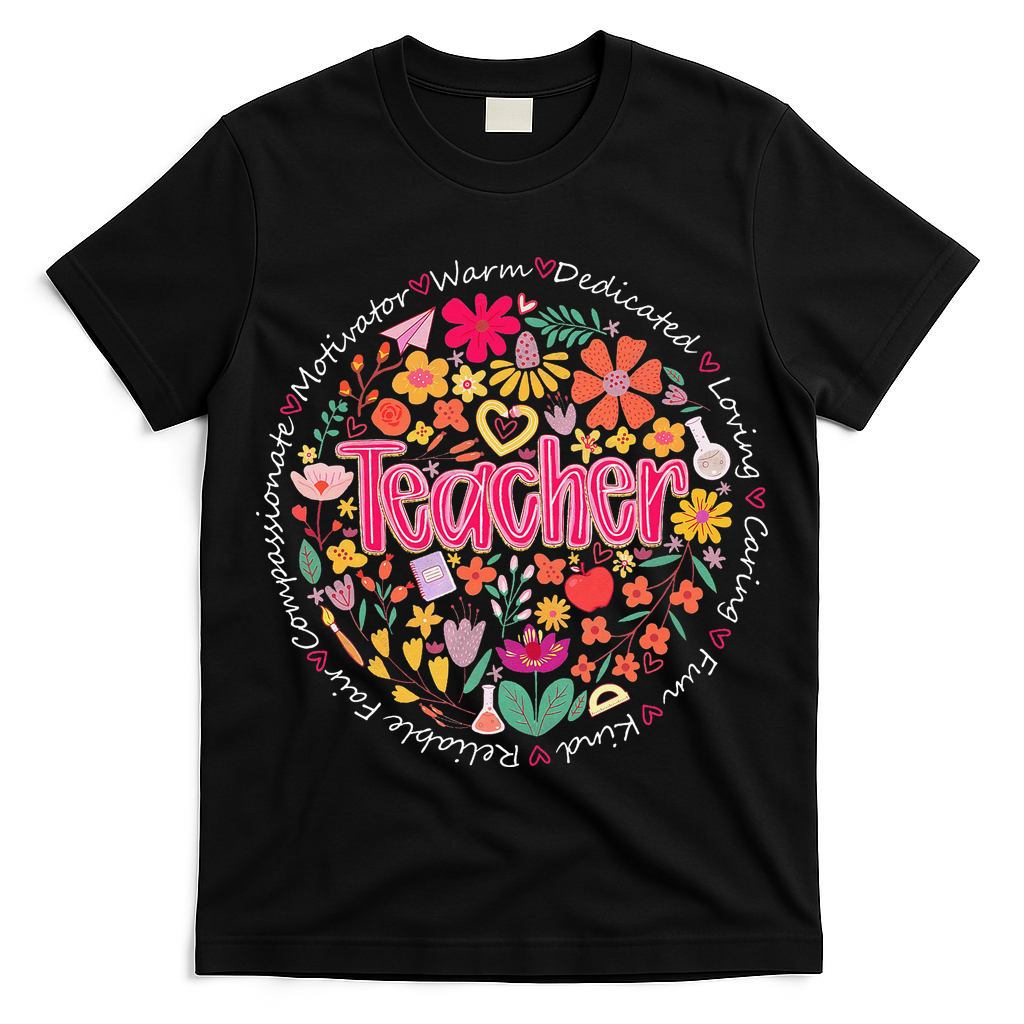 Teach Love Inspire Wildflower Teacher Funny Back To School T-Shirt
