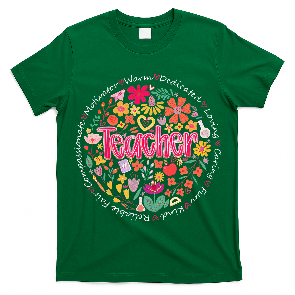Teach Love Inspire Wildflower Teacher Funny Back To School T-Shirt