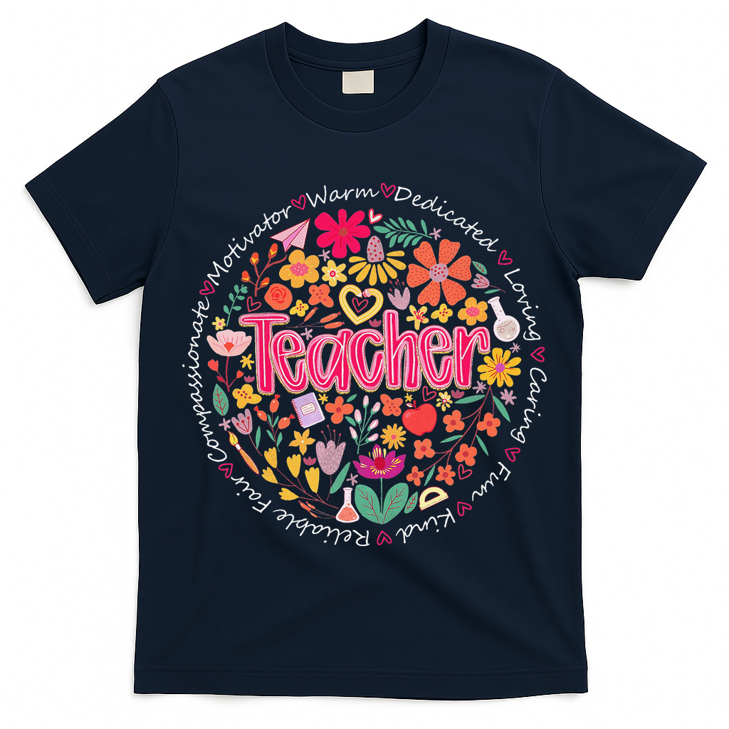 Teach Love Inspire Wildflower Teacher Funny Back To School T-Shirt
