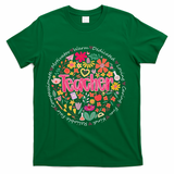 Teach Love Inspire Wildflower Teacher Funny Back To School T-Shirt - Green