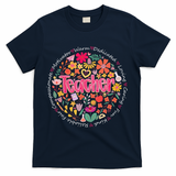 Teach Love Inspire Wildflower Teacher Funny Back To School T-Shirt - Navy
