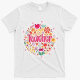 Teach Love Inspire Wildflower Teacher Funny Back To School T-Shirt - White