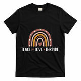 Teach Love Inspire Fall Autumn Rainbow T-Shirt - Black