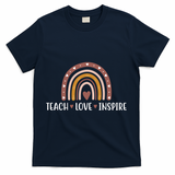 Teach Love Inspire Fall Autumn Rainbow T-Shirt - Navy