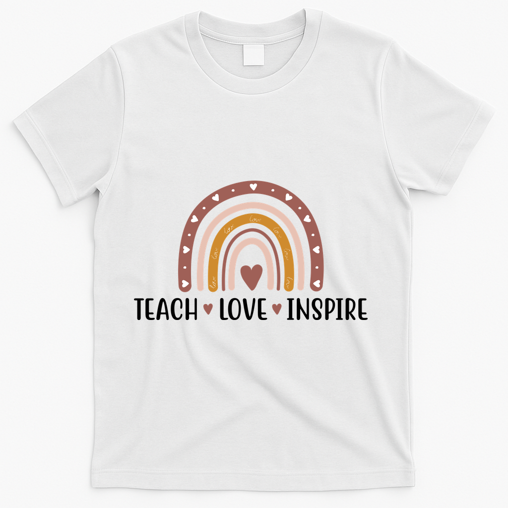 Teach Love Inspire Fall Autumn Rainbow T-Shirt - White