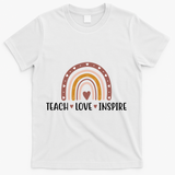 Teach Love Inspire Fall Autumn Rainbow T-Shirt - White