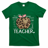 Teacher Life Leopard Apple Teacher's Day Back To School T-Shirt - Green