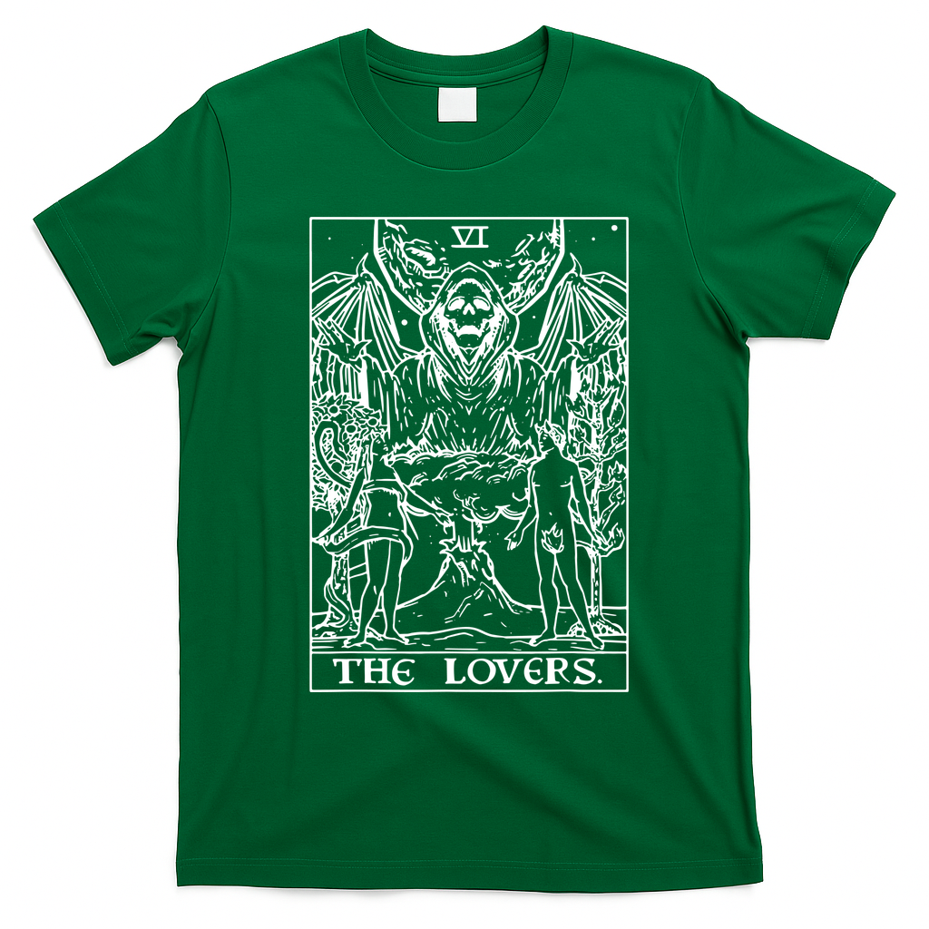The Lovers Tarot Card Halloween Grim Reaper Gothic Horror T-Shirt - Irish Green