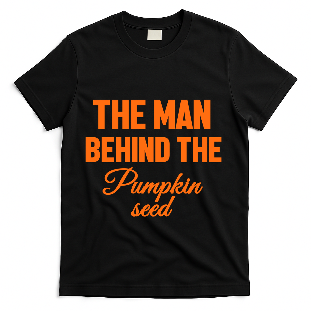 The Man Behind The Pumpkin Seed Halloween Pregnant T-Shirt - Black