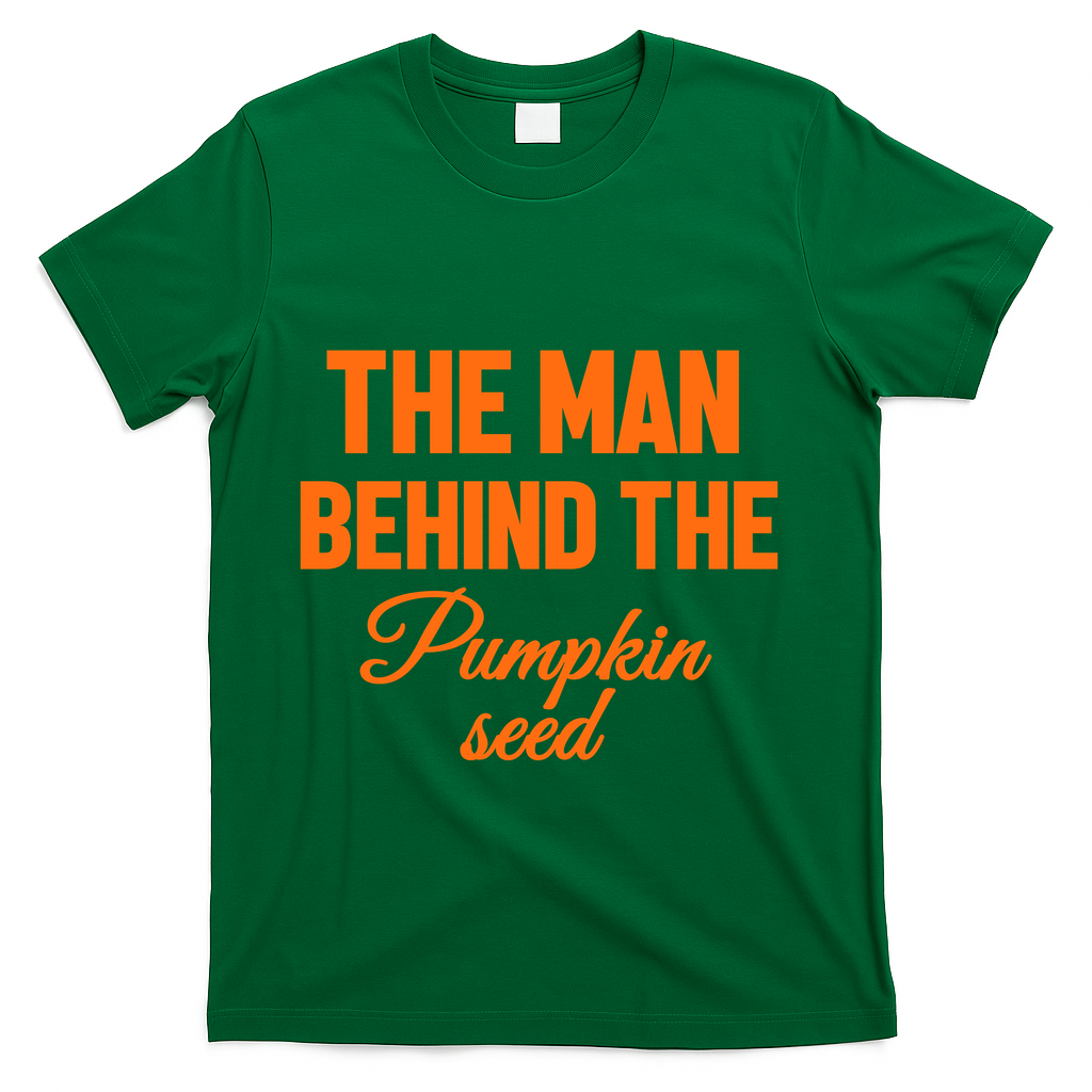 The Man Behind The Pumpkin Seed Halloween Pregnant T-Shirt - Green