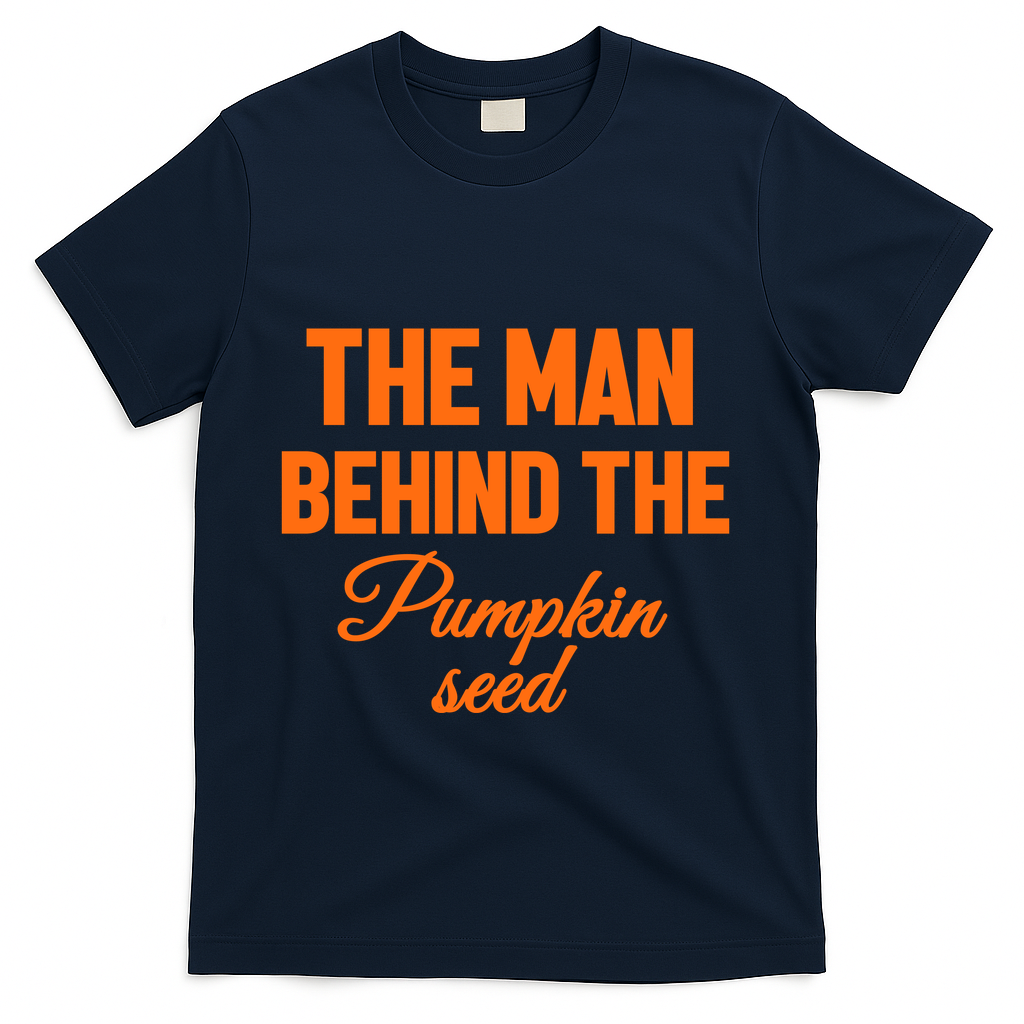 The Man Behind The Pumpkin Seed Halloween Pregnant T-Shirt - Navy