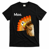 Turkey Moo Cow Funny Thanksgiving T-Shirt - Black