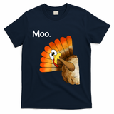 Turkey Moo Cow Funny Thanksgiving T-Shirt - Navy