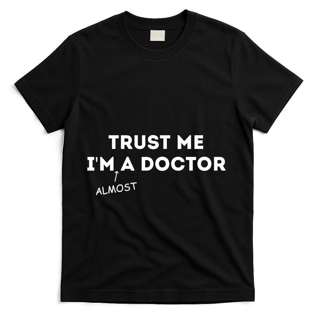 Trust Me I'm Almost A Doctor Funny Medical Student Gift T-Shirt - Black