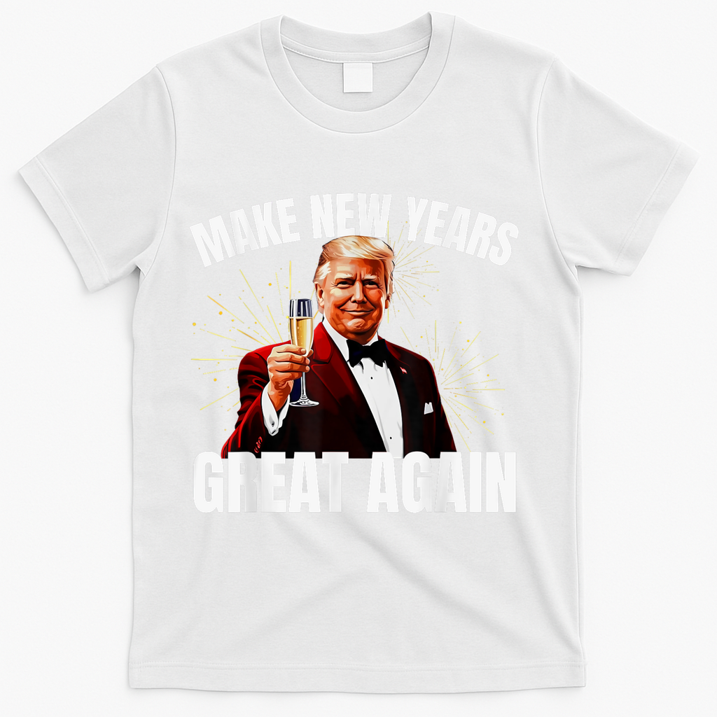 Trump Make New Year Great Again Happy New Years Eve Day 2025 T-Shirt - White