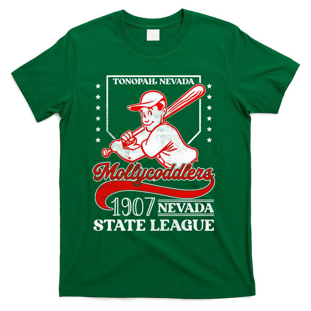 Tonopah Mollycoddlers Nevada Vintage Baseball Team  T-Shirt - Green