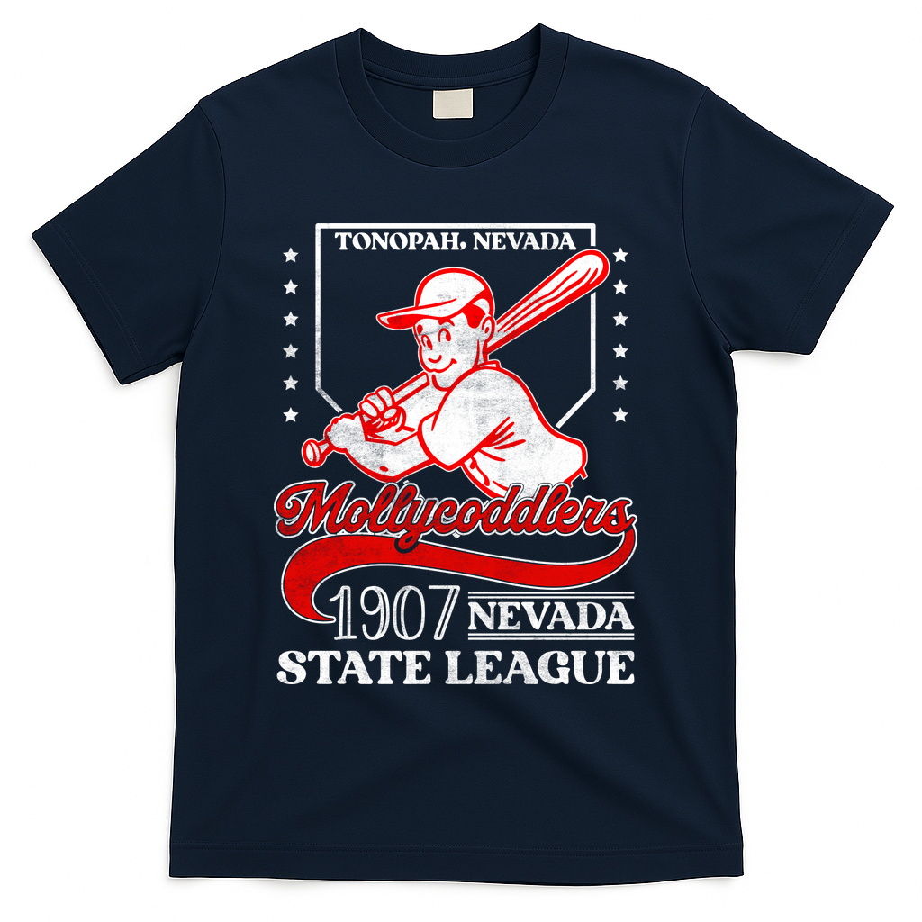 Tonopah Mollycoddlers Nevada Vintage Baseball Team  T-Shirt - Navy