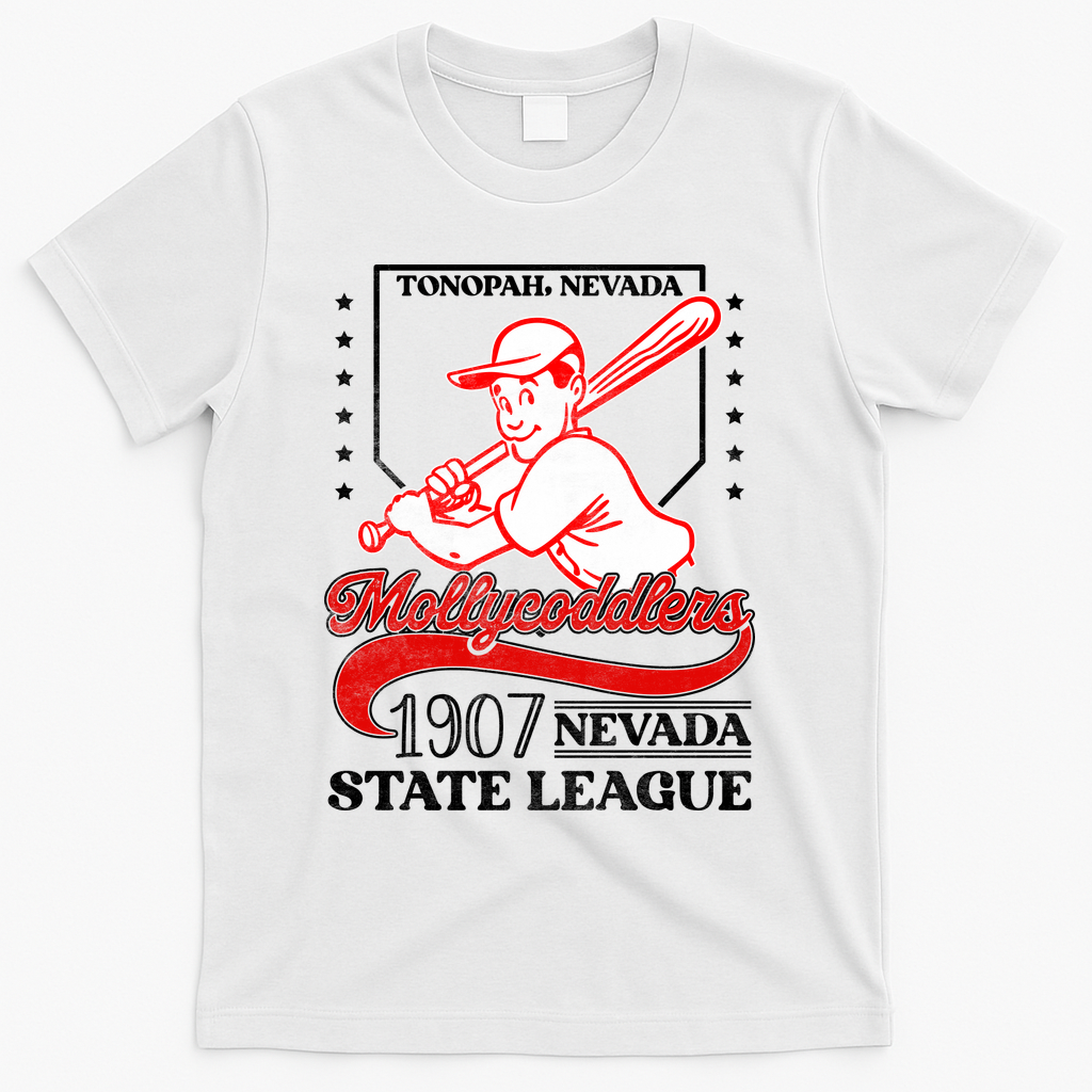 Tonopah Mollycoddlers Nevada Vintage Baseball Team  T-Shirt - White