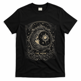 The Moon Tarot Card Goth Emo Occult Graphic Women T-Shirt - Black