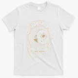 The Moon Tarot Card Goth Emo Occult Graphic Women T-Shirt - White