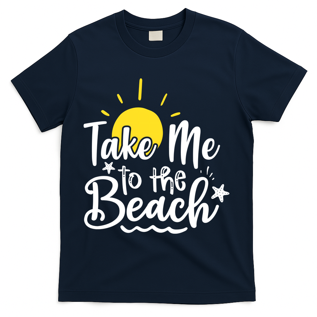 Take Me To The Beach Sunshine Summer T-Shirt - Navy