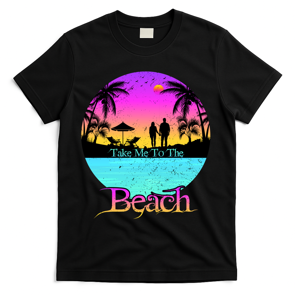 Take Me To The Beach With A Summer Couple T-Shirt - Black