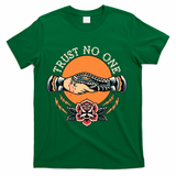 Trust No One Handshake Snake Traditional Tattoo Art T-Shirt - Green