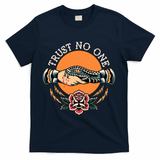 Trust No One Handshake Snake Traditional Tattoo Art T-Shirt - Navy