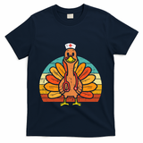 Turkey Nurse Stethoscope Thanksgiving Fall Scrub Top T-Shirt - Navy