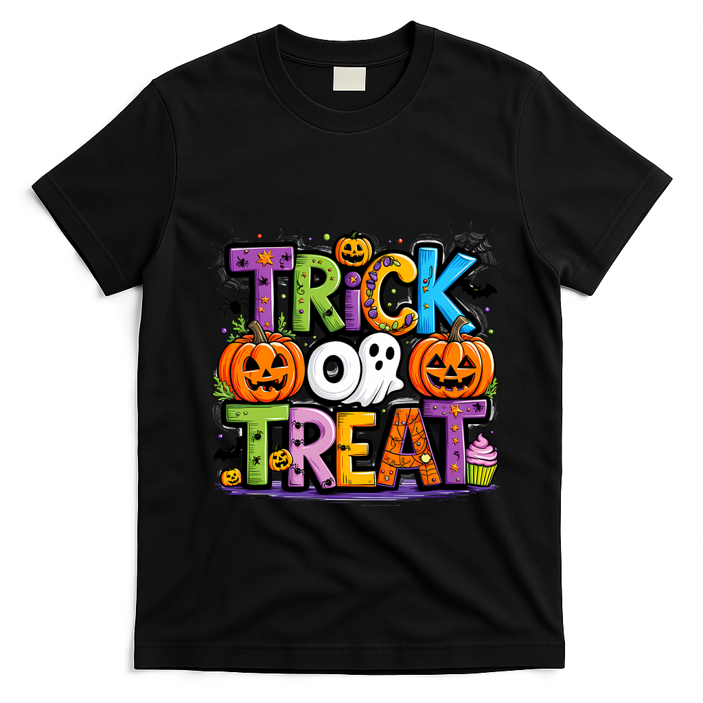 Trick Or Treat Halloween Cool Logo T-Shirt - Black