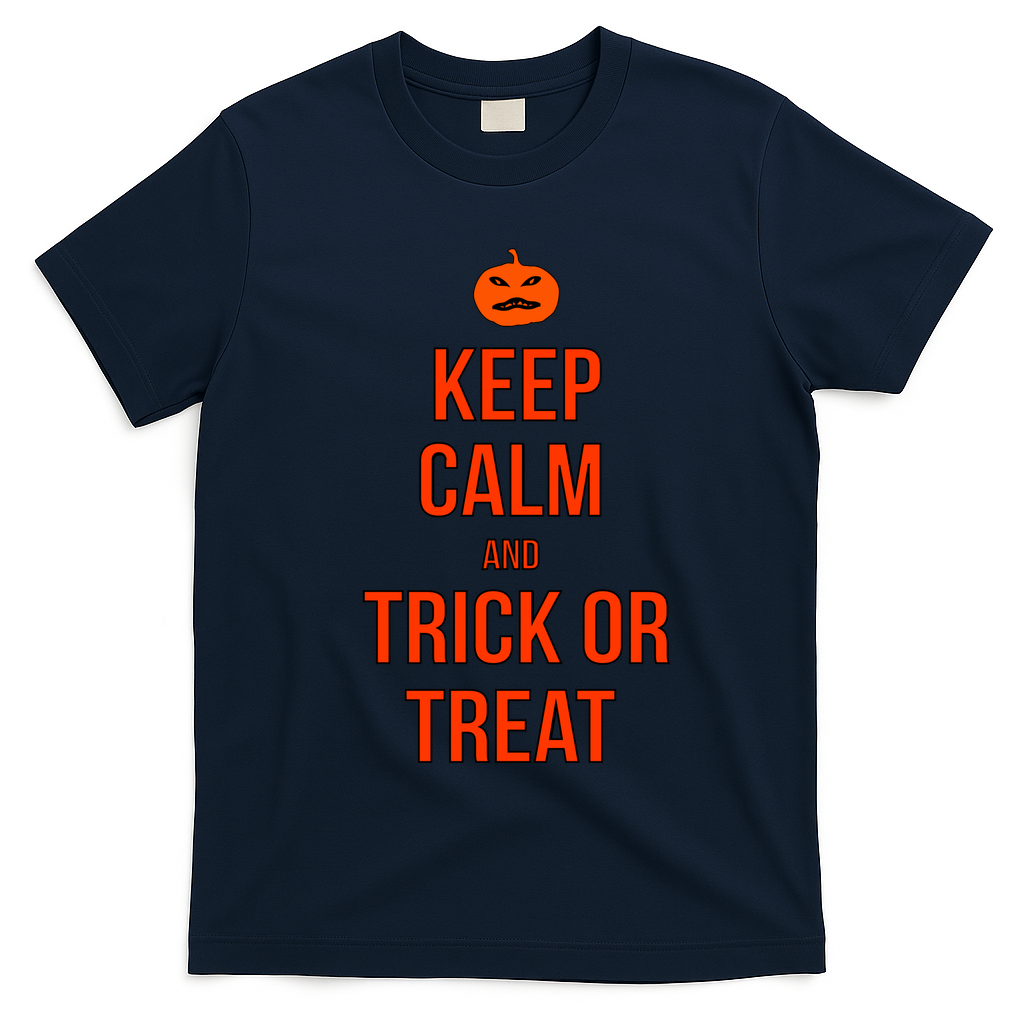 Keep Calm And Trick Or Treat T-Shirt - Navy Blue