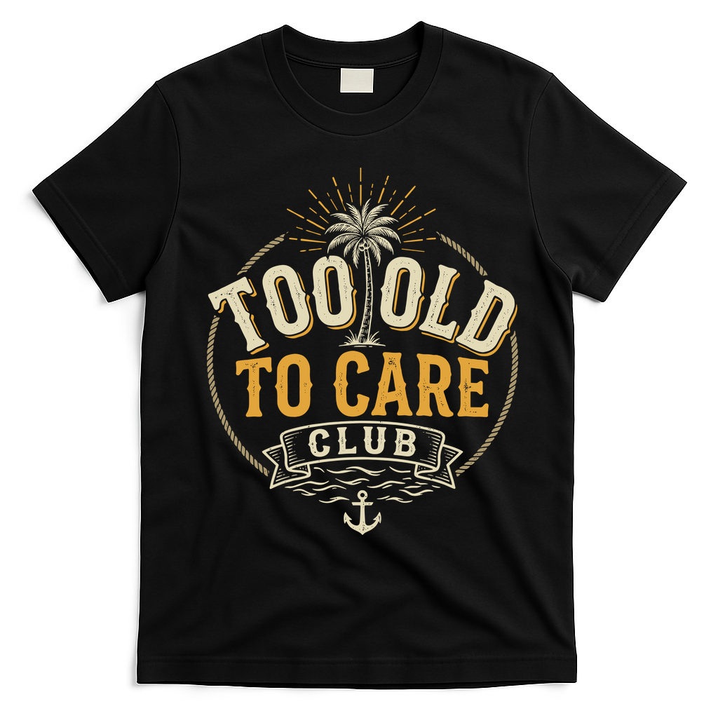 Too Old To Care Club My Give A Damn Is Broken Front And Back T-Shirt - Black