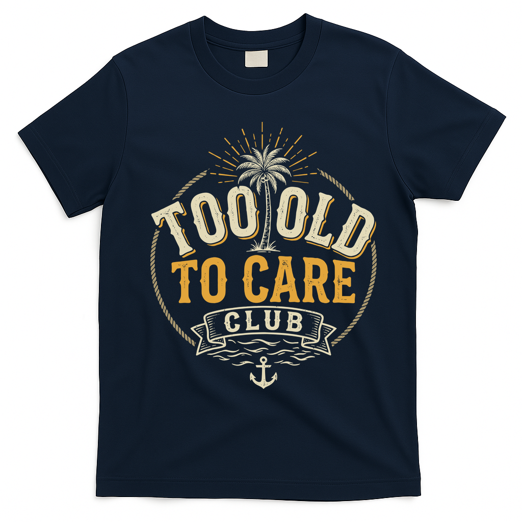 Too Old To Care Club My Give A Damn Is Broken Front And Back T-Shirt - Navy Blue