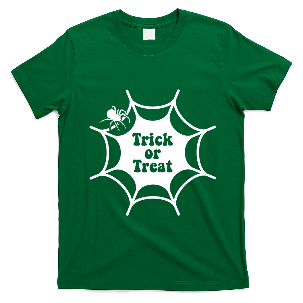 Trick Or Treat Spider Web Halloween T-Shirt - Irish Green