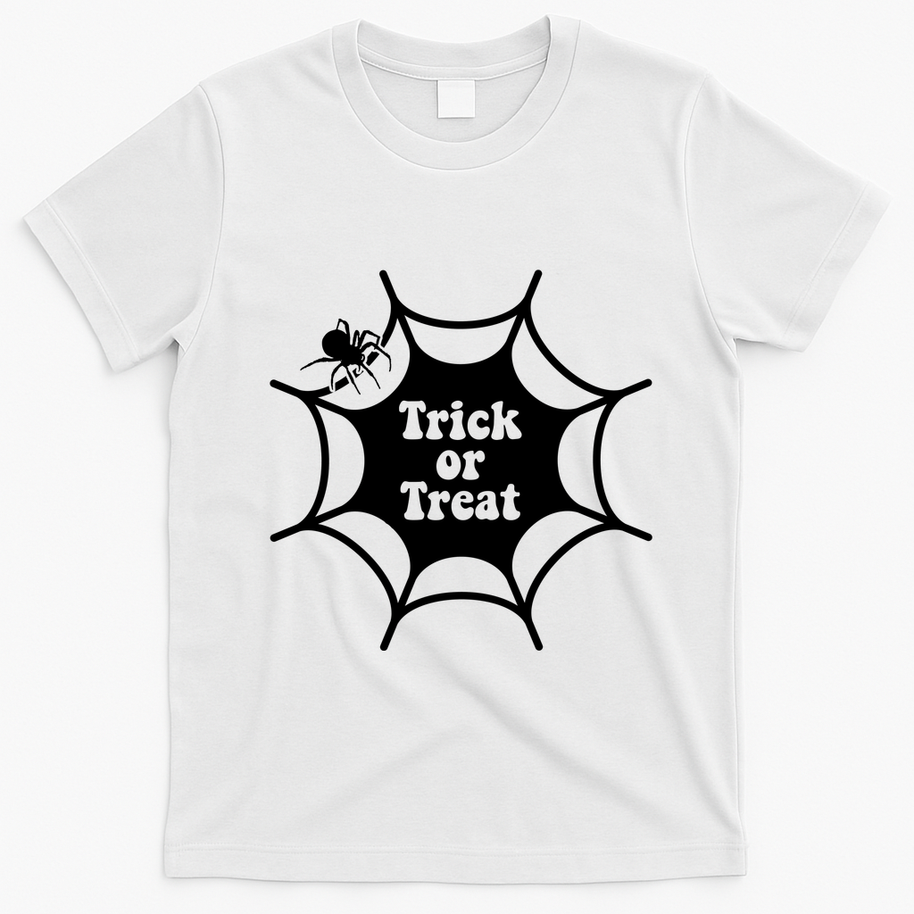 Trick Or Treat Spider Web Halloween T-Shirt - White