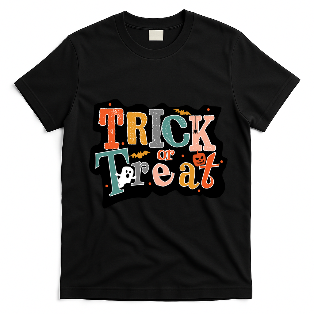 Trick Or Treat Halloween Spooky Gift Cute T-Shirt - Black