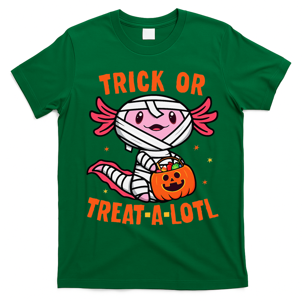 Trick or Treat A Lotl Axolotl Halloween Costume T-Shirt - Irish Green